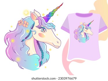 unicorn t shirt graphic design vector illustration