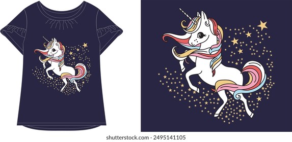 unicorn t shirt graphic design vector illustration 