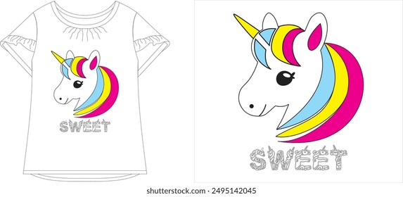 unicorn t shirt graphic design vector illustration 
