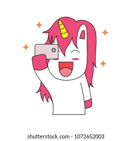 A unicorn is taking a photo.