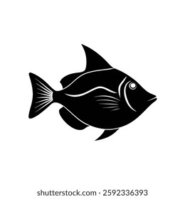 Unicorn Tang Silhouette Vector and Black Unicorn Tang Fish Illustration Design

