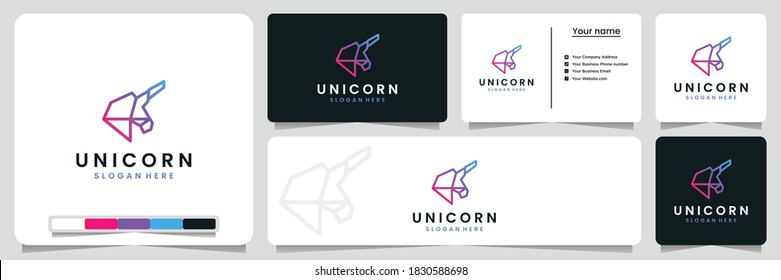unicorn , technology , with line art style, logo design inspiration