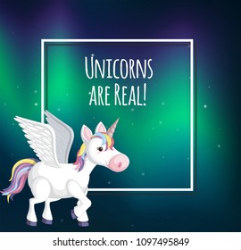 A Unicorn Template on Aurora Background illustration