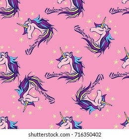 Unicorn text and character illustration