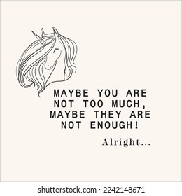 unicorn text. illustration. graphic design. typography design. message. children child boy girl woman man fashion trend. t-shirt print. textile. unicorns drawing. horse. animal vector