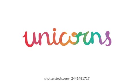 Unicorn text as logotype, badge, patch and icon isolated on white background. Handwritten Unicorn for postcard, card, invitation, flyer, banner template. Vector illustratio