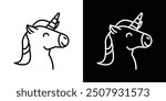 Unicorn thin line vector icon set.