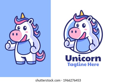 Unicorn Thumbs Up Mascot Logo Design