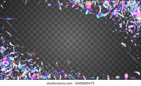 Unicorn Tinsel. Cristal Banner. Purple 3d Serpentine. Disco Pattern. Light Abstract Backdrop. Carnival Sparkle. Modern Dust. Transparent Paper. Blue Unicorn Tinsel