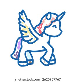 unicórnio brinquedo criança quarto doodle ícone esboço vetor. unicórnio brinquedo criança quarto sinal. símbolo isolado ilustração