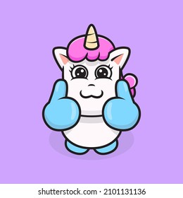 Unicorn with tumb up hand cute cartoon illustration vector suitable for children books, stickers, banners, t-shirt, and other graphic product