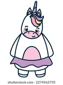 Einhorn mit Tutu-Doodsymbol einzeln