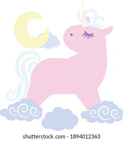 Unicorn, Valentine's Day, Valentine card, Unicorn illustration vector. Cute unicorn. Love, heart, fairy tale, magic.