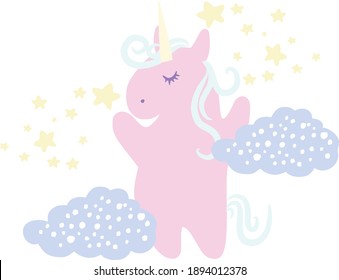 Unicorn, Valentine's Day, Valentine card, Unicorn illustration vector. Cute unicorn. Love, heart, fairy tale, magic.