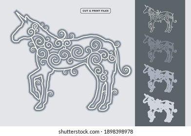 Unicorn Vector 3D Layered Eps 10