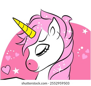 unicorn vector art illustration but unicorn in sleeping mood 