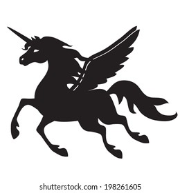 Unicorn vector black silhouette
