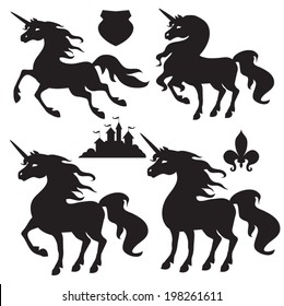 Unicorn vector black silhouette