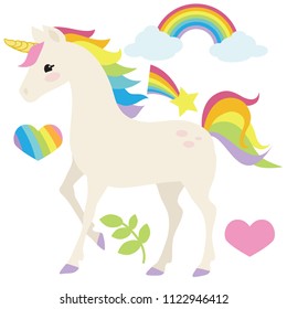 Unicorn vector cartoon illustration