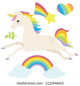 Unicorn vector cartoon illustration