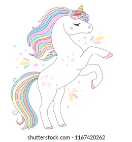 Unicorn Vector Cute Character White Unicorn Stock Vector (Royalty Free ...