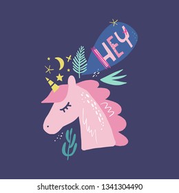 Unicorn vector, cute nursery wall art, animal prints, pastel baby room decor pictures, clip art, Illustrator EPS and JPG