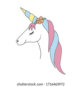 Unicorn vector  for decorative design. Cute magic cartoon fantasy cute animal. 