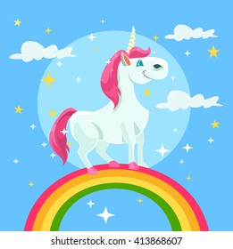 Unicorn vector flat cartoon illustration