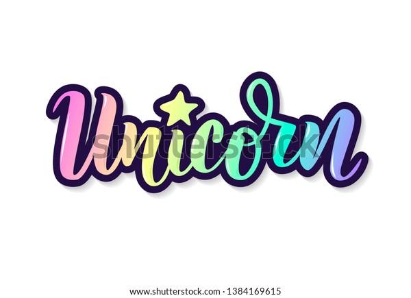 Download Unicorn Vector Hand Lettering Word Rainbow Stock Vector ...