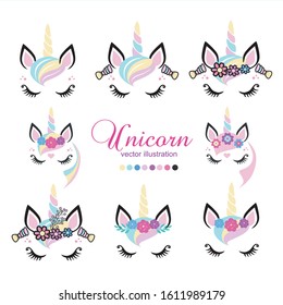 unicorn vector, unicorn head, magical unicor