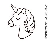 Unicorn vector. Horse head sleep. Colored book. Black and white sticker, icon isolated. Cute magic cartoon fantasy animal. Dream symbol. Design for children, baby room interior, scandinavian style