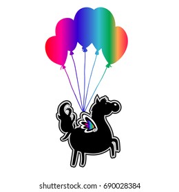 Unicorn vector icon. Cute magic cartoon fantasy cute animal. Rainbow hair. Dream symbol. Design for children