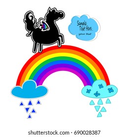 Unicorn vector icon. Cute magic cartoon fantasy cute animal. Rainbow hair. Dream symbol. Design for children