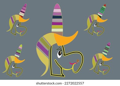 Plantilla de ilustración de icono de vector de unicornio