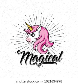 Unicorn vector icon isolated on white.