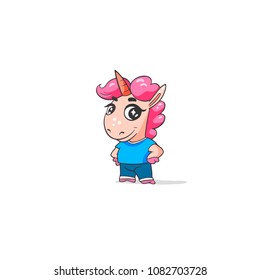 Unicorn vector icon isolated on white.  Cute magic cartoon fantasy cute animal. Dream symbol. Design for children
