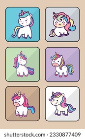 Unicorn vector icon set art