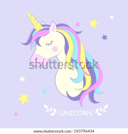Unicorn Vector Illustration Cute Unicorn Stars Vector De Stock
