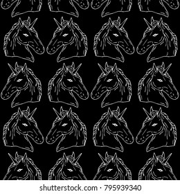 Unicorn vector illustration. Doodle style. Design, print, logo, decor, textile, paper.