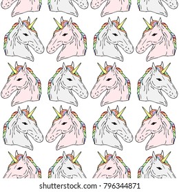 Unicorn vector illustration. Doodle style. Design, print, logo, decor, textile, paper.
