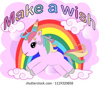 Unicorn vector illustration drawing with rainbow writing Dreamer. Unicorn's head cartoon, isolated on white background.