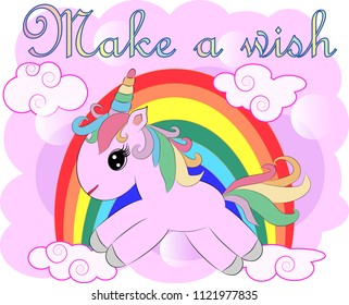 Unicorn vector illustration drawing with rainbow writing Dreamer. Unicorn's head cartoon, isolated on white background.
