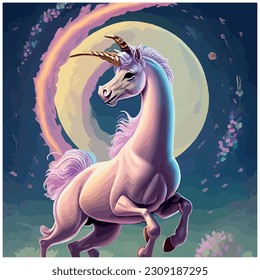 unicorn vector illustration image with colorful background