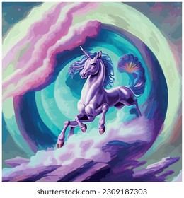 unicorn vector illustration image with colorful background