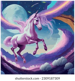 unicorn vector illustration image with colorful background