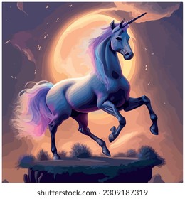 unicorn vector illustration image with colorful background