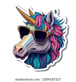 unicorn vector illustration image with glasses and light background