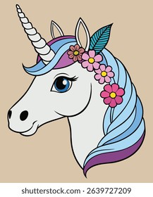 UNICORN VECTOR ILLUSTRATION AND LOOKING CUTE