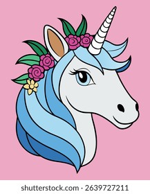 UNICORN VECTOR ILLUSTRATION AND LOOKING CUTE