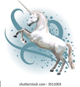 Unicorn.  A vector illustration of a unicorn rearing up on its hind legs.